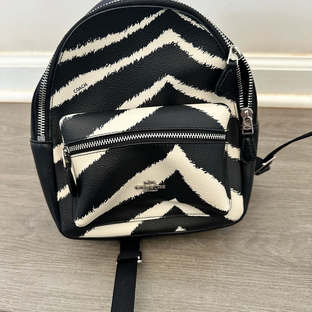 Coach Black and White Zigzag Mini Backpack